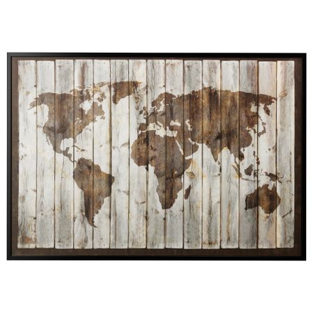 Картина с рамой БЬЁРКСТА, карта мира, черный (200x140 см)
