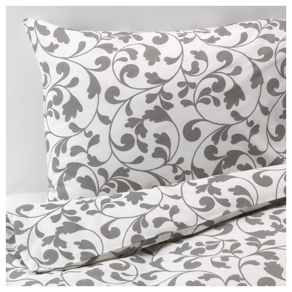Пододеяльник и 1 наволочка РОСТВИН, белый, серый - фото 2