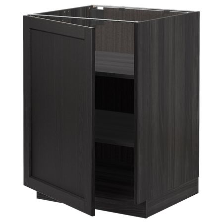 Напольный шкаф с полками, черный/Лерхюттан черная морилка 60x60 см IKEA МЕТОД 392.612.75