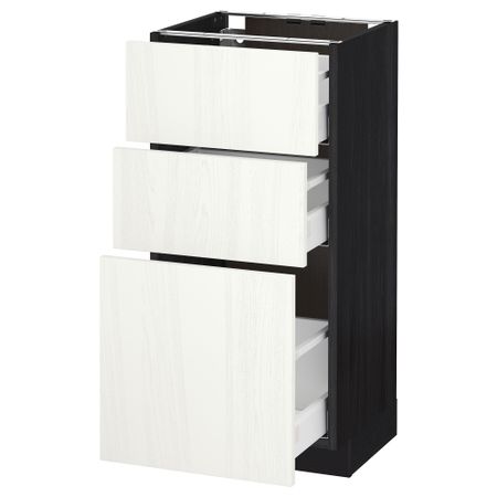 Напольный шкаф с 3 ящиками МЕТОД / МАКСИМЕРА, черный, Росдаль белый