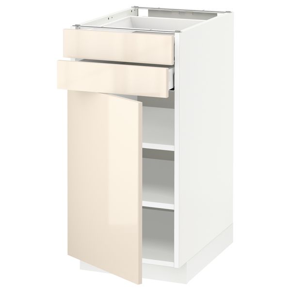 Напольный шкаф с дверцей, 2 ящиками МЕТОД / МАКСИМЕРА, белый, Рингульт кремовый - схема-чертеж с размерами