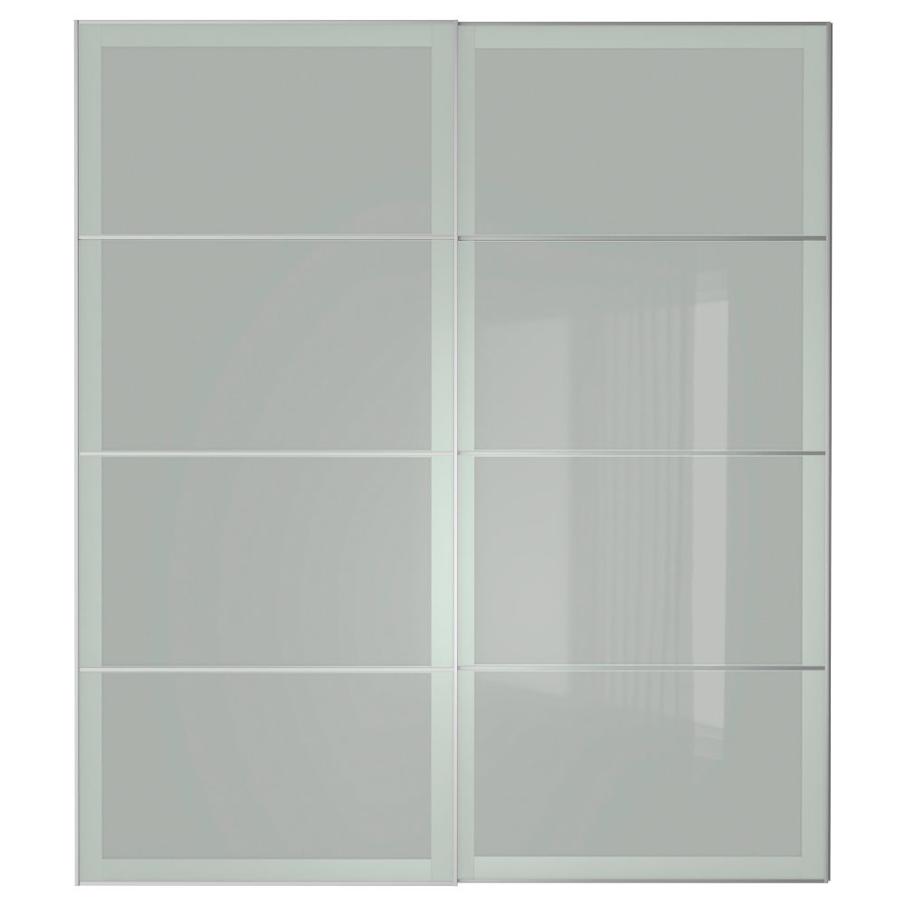 Пара раздвижных дверей СЭККЕН, матовое стекло - схема-чертеж с размерами