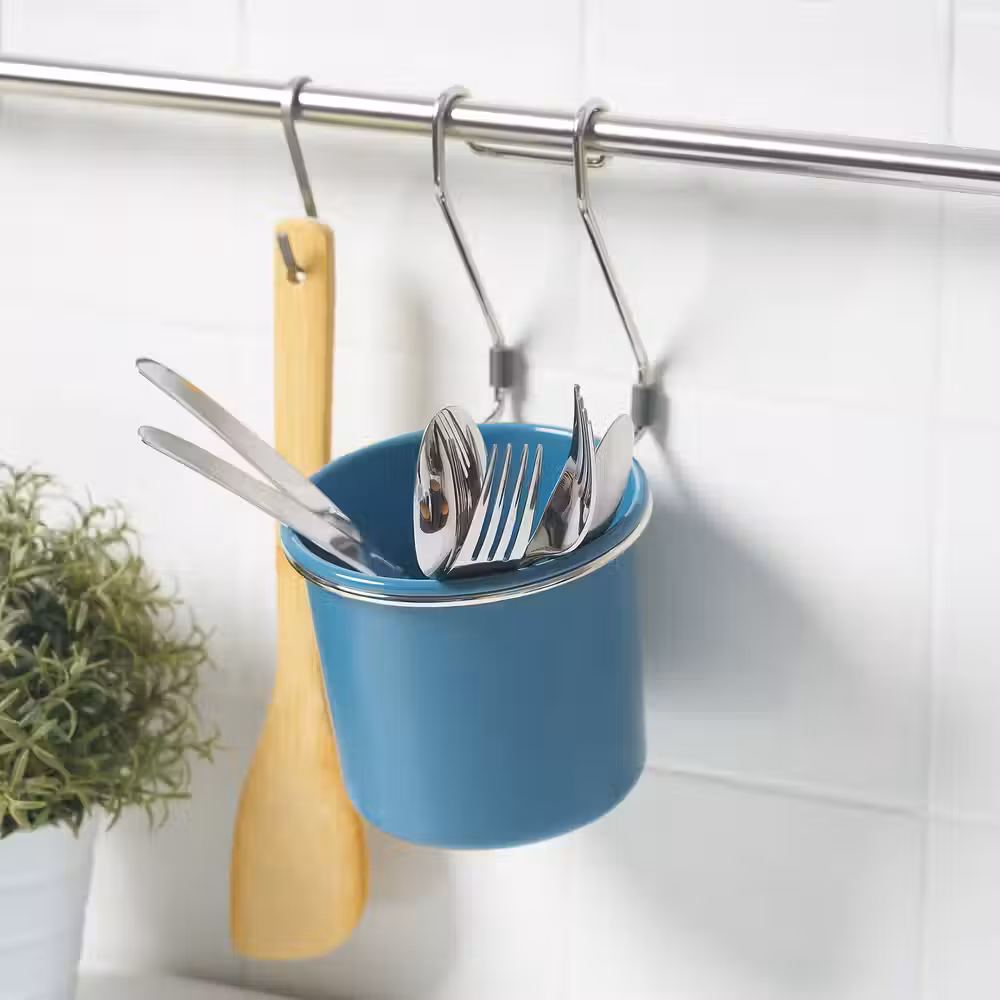 HULTARP Контейнер - синий/никелированный 14x16 см - фото 1