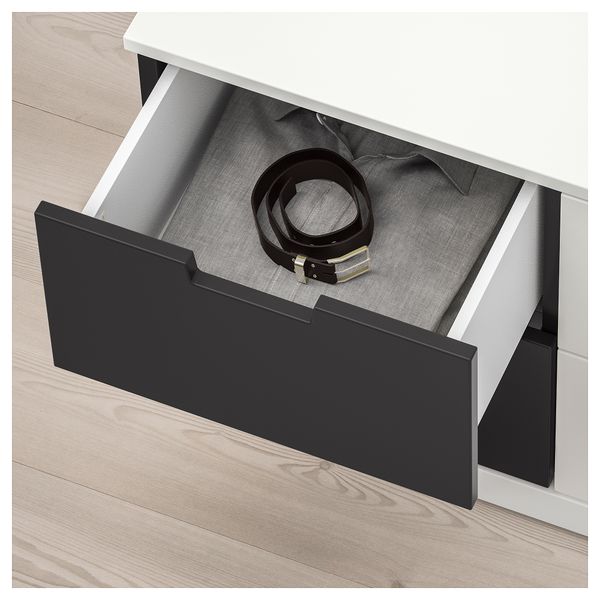 Комод с 6 ящиками НОРДЛИ, белый, антрацит (160x54 см) - фото 4