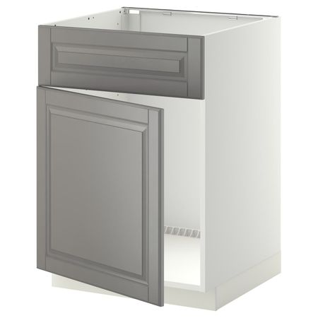 Шкаф под мойку/дверь/фасад, белый/Будбин серый 60x60 см IKEA METOD МЕТОД 694.468.00