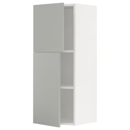 METOD Навесной шкаф с полками/2дверцы - белый/Havstorp светло-серый 40x100 см