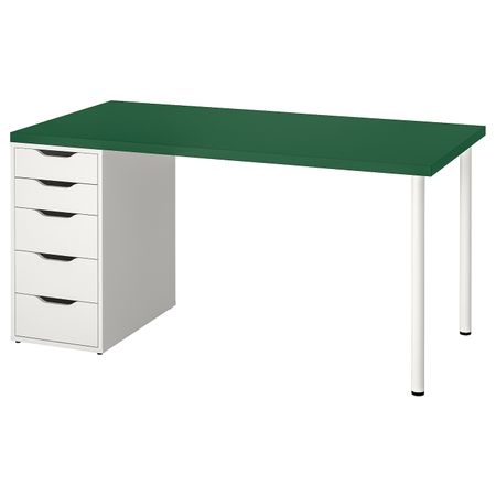 Стол, зеленый, белый 150x75 см IKEA LINNMON ЛИННМОН / ALEX АЛЕКС 593.355.53