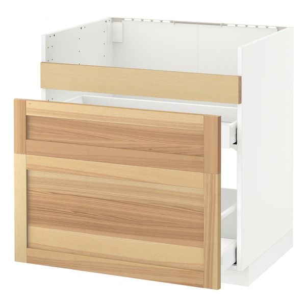 Напольный шкаф для мойки ХАВСЕН/3фасада/2ящ, белый/Торхэмн ясень 80x60 см IKEA METOD МЕТОД 792.805.40 - фото 1
