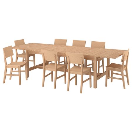 KARSKÄR Стол и 8 стульев - каучуковое дерево 240/300x100 см