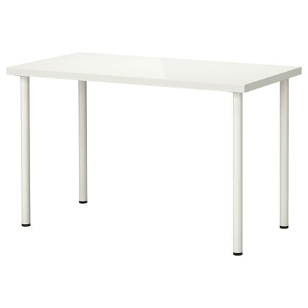 Стол ЛИННМОН / АДИЛЬС, глянцевый белый, белый (120x60 см)