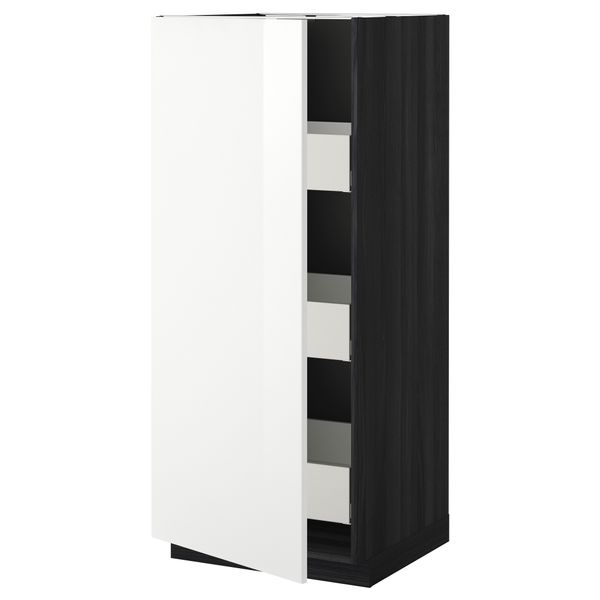 Высокий шкаф с ящиками МЕТОД / МАКСИМЕРА, черный, Рингульт белый - фото 1
