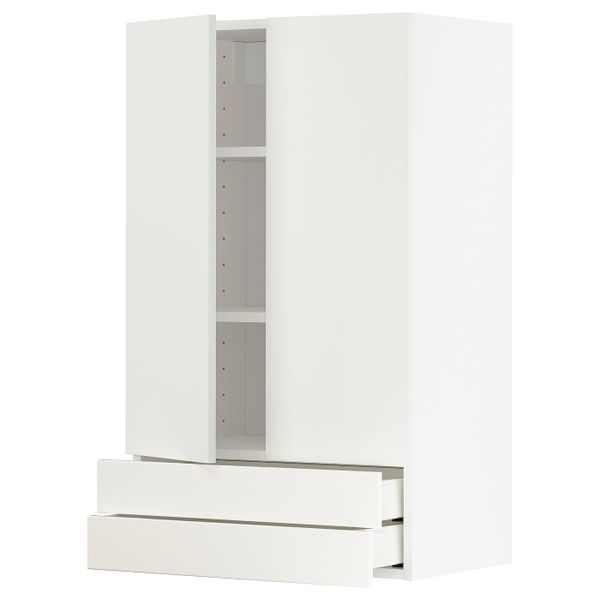 Навесной шкаф/2дверцы/2ящика, белый/Хэггеби белый 60x100 см IKEA METOD МЕТОД 593.013.17 - схема-чертеж с размерами