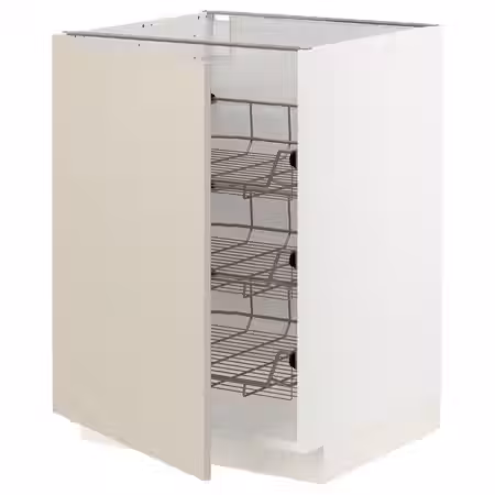 METOD Напольный шкаф/проволочные корзины - белый/Havstorp бежевый 60x60 см