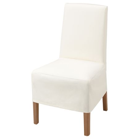 Стул с чехлом средней длины, под дуб/Инсерос белый IKEA BERGMUND БЕРГМУНД 393.846.29