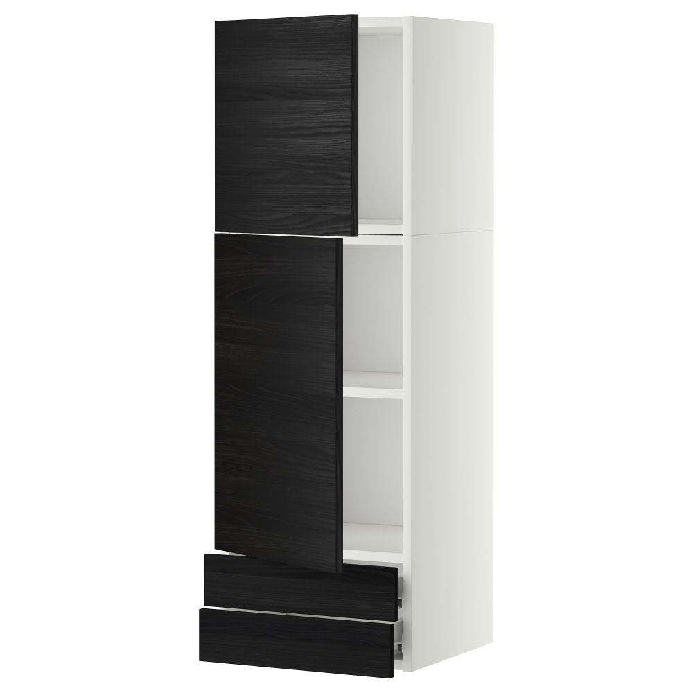 Навесной шкаф, 2 дверцы, 2 ящика МЕТОД / ФОРВАРА, белый, Тингсрид черный - фото 1