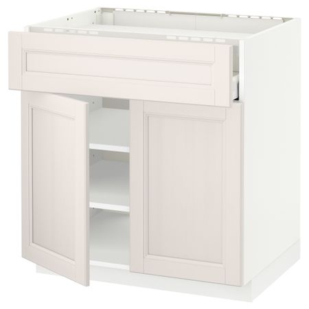 Напольный шкаф для варочной панели, ящик, полка, 2 дверцы МЕТОД / МАКСИМЕРА, белый, Лаксарби белый