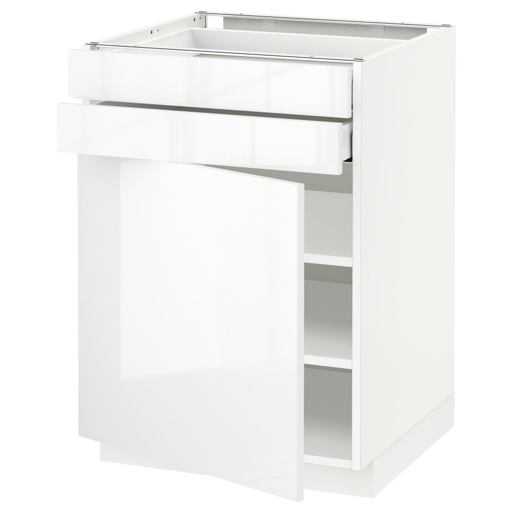 Напольный шкаф с дверцей, 2 ящиками МЕТОД / МАКСИМЕРА, белый, Рингульт белый - схема-чертеж с размерами