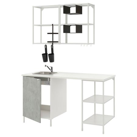 Кухня, 163x63.5x222 см, белый, под бетон IKEA BEGIVENHET БЕГИВЕНХЕТ 593.372.79