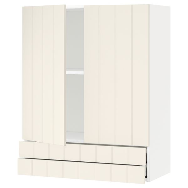 Навесной шкаф, 2 дверцы, 2 ящика МЕТОД / МАКСИМЕРА, белый, Хитарп белый с оттенком - схема-чертеж с размерами