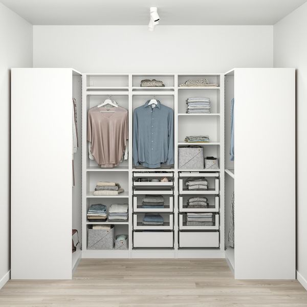 Гардероб угловой, белый 113/271/113x201 см IKEA ПАКС 293.311.08 - схема-чертеж с размерами