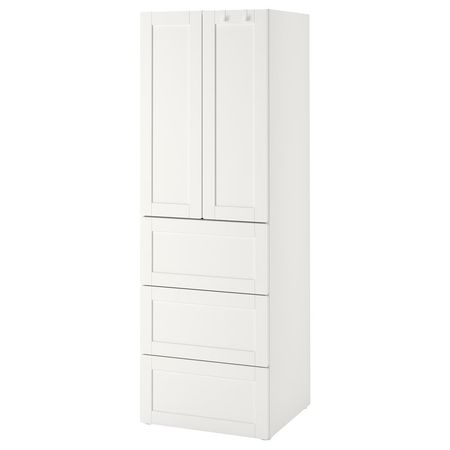 SMÅSTAD / PLATSA Гардероб - белый с рамой/с 3 ящиками 60x57x181 см