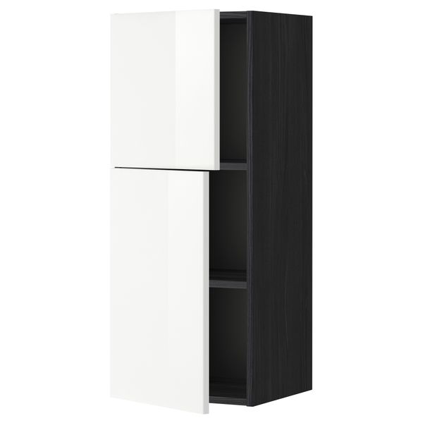 Навесной шкаф с полками, 2 дверцы МЕТОД, черный, Рингульт белый - схема-чертеж с размерами