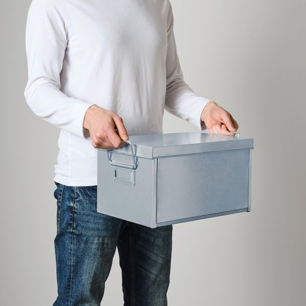 Коробка с крышкой, оцинковка, 25x35x21 см IKEA ОМБЮТЕ 804.466.34 - фото 3