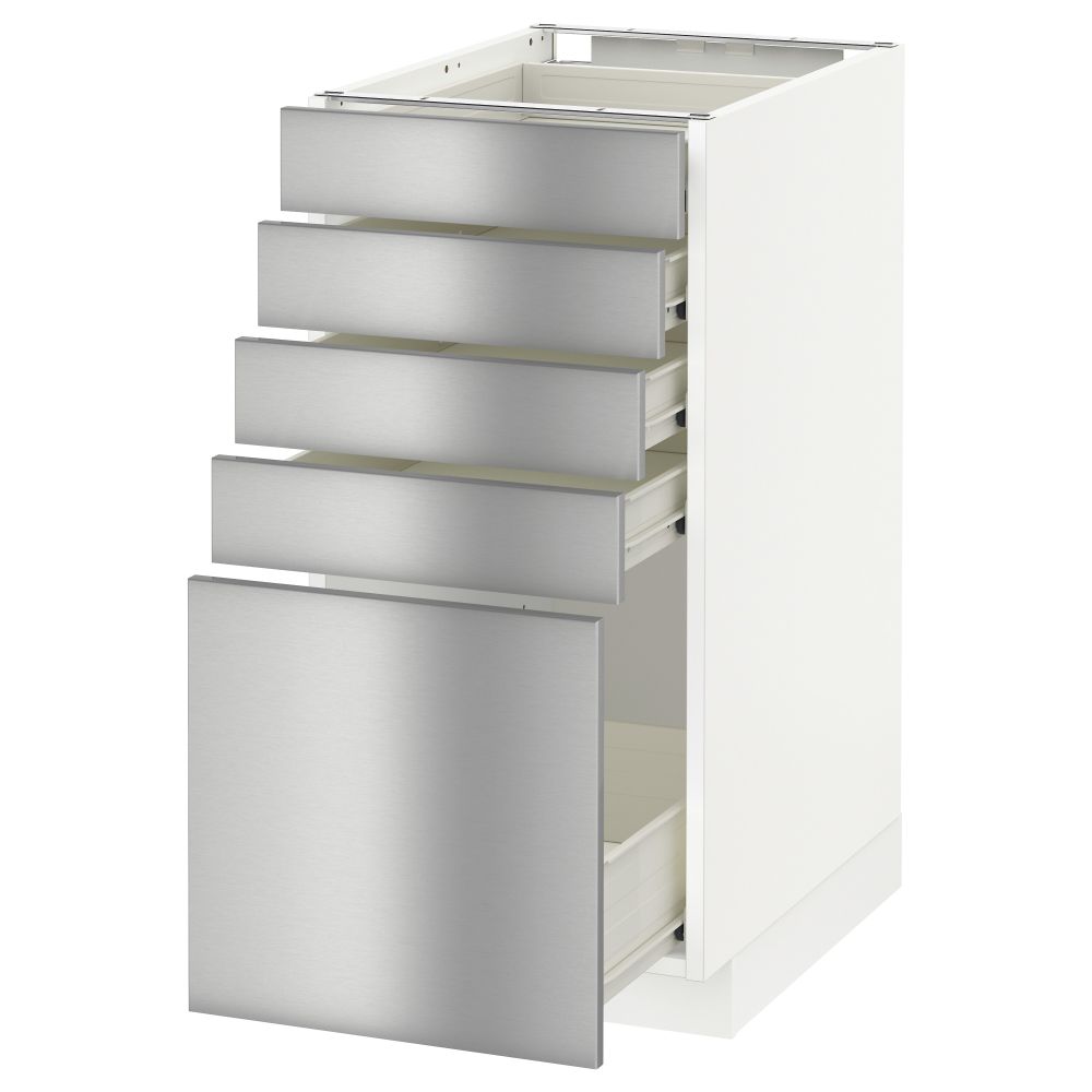 Напольный шкаф с 5 ящиками МЕТОД / ФОРВАРА, белый, Гревста нержавеющ сталь - схема-чертеж с размерами