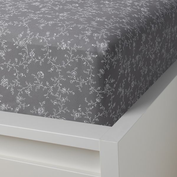 Простыня натяжная, с цветочным орнаментом 90x200 см IKEA KOPPARRANKA КОППАРРАНКА 504.753.88 - фото 2