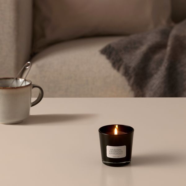 Ароматическая свеча в стакане, 7.5 см, Лесное озеро, черный IKEA SKRUVPIL 805.344.28 - схема-чертеж с размерами