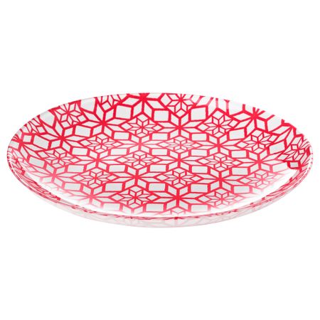 Тарелка десертная ВИНТЕР 2017, с рисунком красный (20 см)