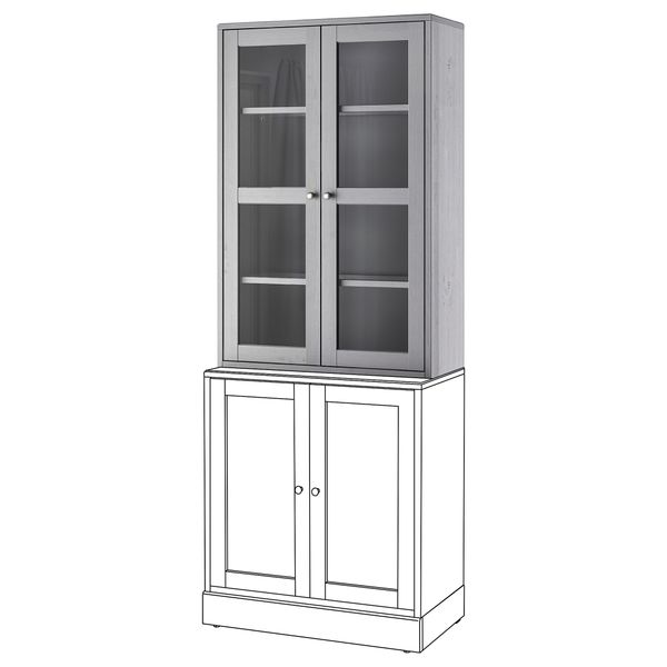 Шкаф-витрина, 81x35x123 см, серый IKEA HAVSTA ХАВСТА 104.151.98 - фото 3