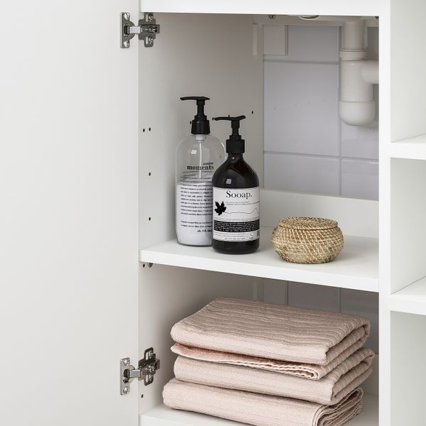 Шкаф под раковину с 1 дверцей, 2 открытыми полк, белый, бамбук ЭНСЕН смеситель 62x40x87 см IKEA ЛИЛЛОНГЕН/ВИСКАН / ГУТВИКЕН - схема-чертеж с размерами