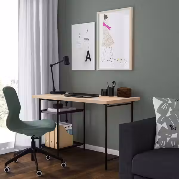 LAGKAPTEN / SPÄND Письменный стол - под беленый дуб/чёрный 120x60 см - фото 3