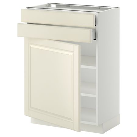 Напольный шкаф с дверцей, 2 ящиками МЕТОД / МАКСИМЕРА, белый, Будбин белый с оттенком