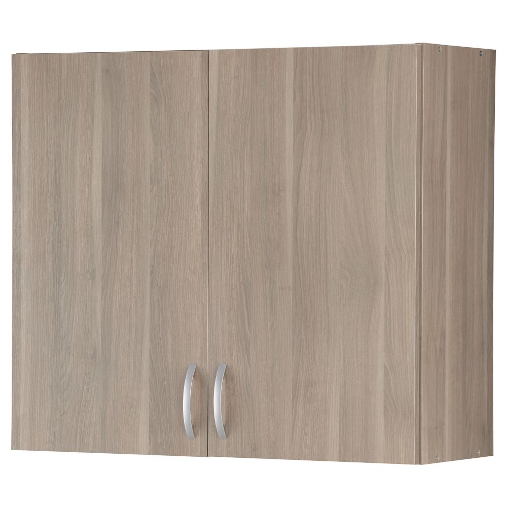 Навесной шкаф с дверями АЛЬБРУ, серо-коричневый (80x70 см) - фото 1