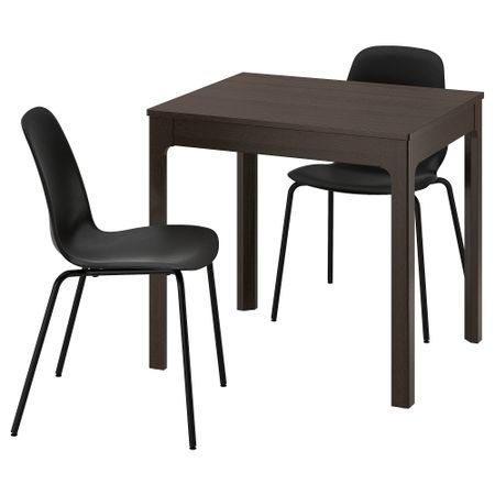 Стол и 2 стула, темно-коричневый, черный черный, 80, 120 см IKEA LIDÅS, EKEDALEN ЛЕН ЭКЕДАЛЕН 595.707.29