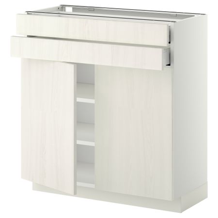 Напольный шкаф, 2 дверцы, 2 ящика МЕТОД / МАКСИМЕРА, белый, Росдаль белый