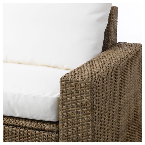 3-местный диван + табурет для ног, садовый СОЛЛЕРОН, коричневый, Кунгсэ белый (223x145x87 см) - фото 4