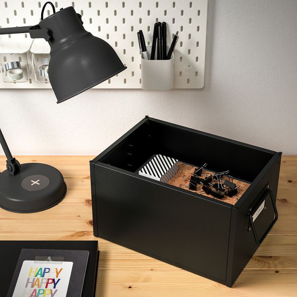 Коробка с крышкой, черный 25x35x20 см IKEA MANICK МАНИКК 103.889.01 - фото 4