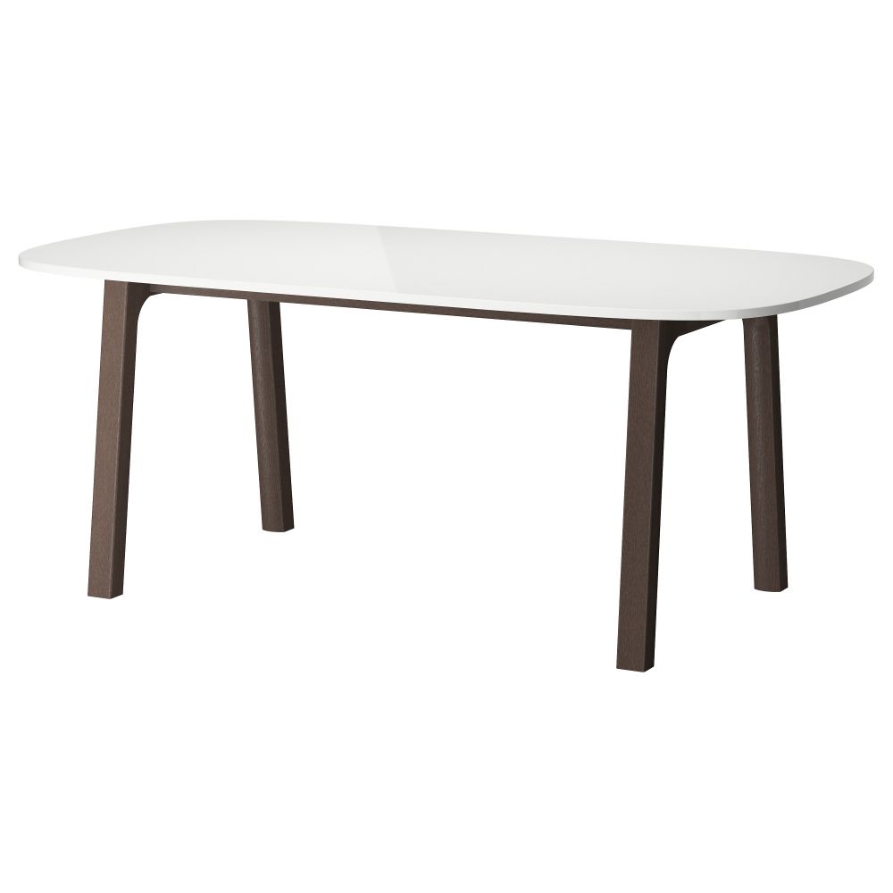 Стол ОППЕБЮ, темно-коричневый белый, Вэстано глянцевый темно-коричневый белый (185x90 см) - фото 1