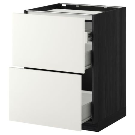 Напольный шкаф, 2 фронтальных панели, 3 ящика МЕТОД / ФОРВАРА, черный, Хэггеби белый