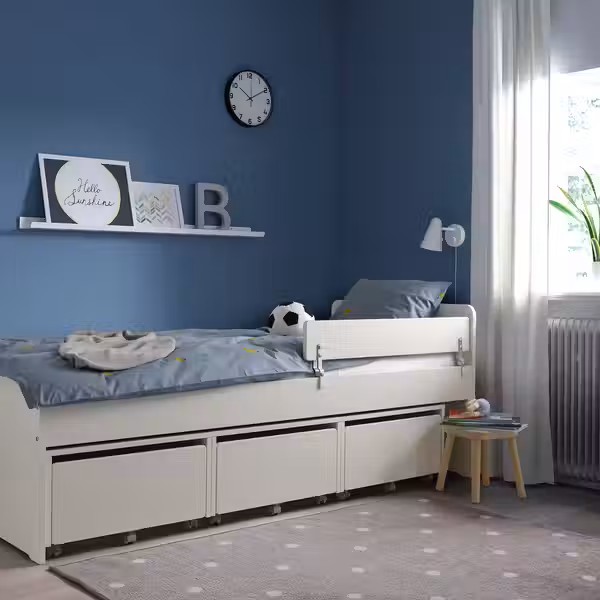 SLÄKT / NATTAPA Каркас кровати+перекладина+рееч дно - белый 90x200 см - фото 2