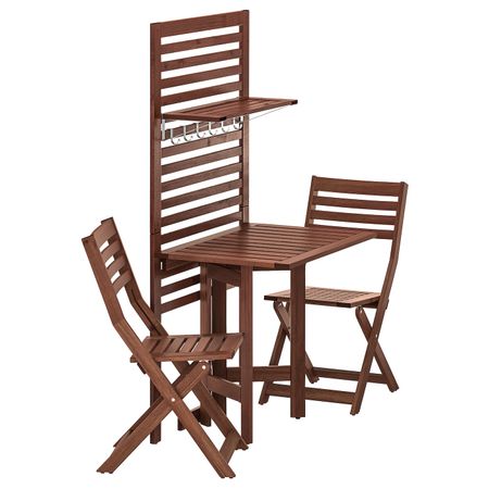 Панель + стол + 2 стула, для сада/коричневая морилка IKEA ÄPPLARÖ ЭПЛАРО 092.911.51
