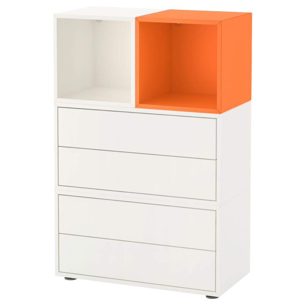 Комбинация шкафов с ножками ЭКЕТ, белый, оранжевый (70x35x107 см) - фото 1