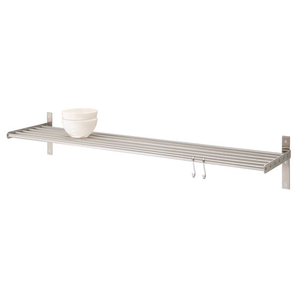 Полка навесная ГРУНДТАЛЬ, нержавеющ сталь (80 см) - фото 1