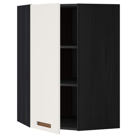 Угловой навесной шкаф с полками МЕТОД, черный, Мэрста белый