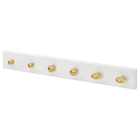 Вешалка с 6 крючками, белый/желтая медь IKEA LURT ЛУРТ / ENERYDA ЭНЕРИДА 892.372.78