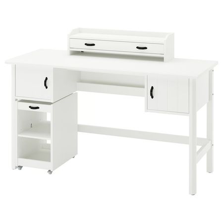 BRYTNING Стол и комбинация для хранения - белый 135x53 см