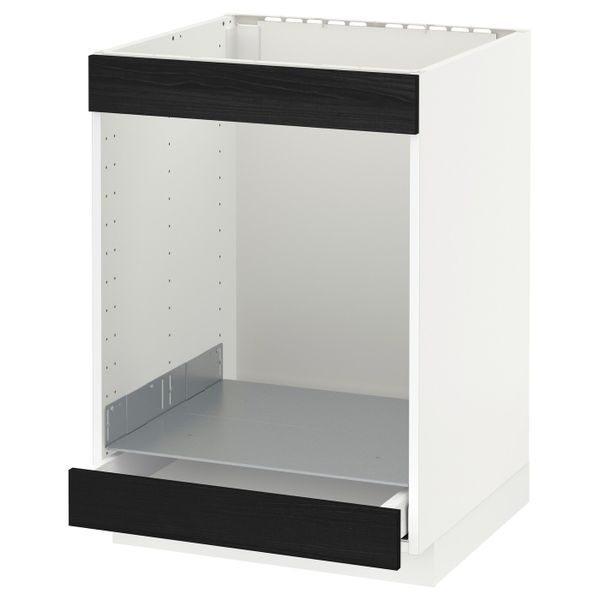 Напольный шкаф для варочной панели+духовки/ящ, белый, Тингсрид черный 60x60 см IKEA МЕТОД / МАКСИМЕРА 892.349.58 - схема-чертеж с размерами